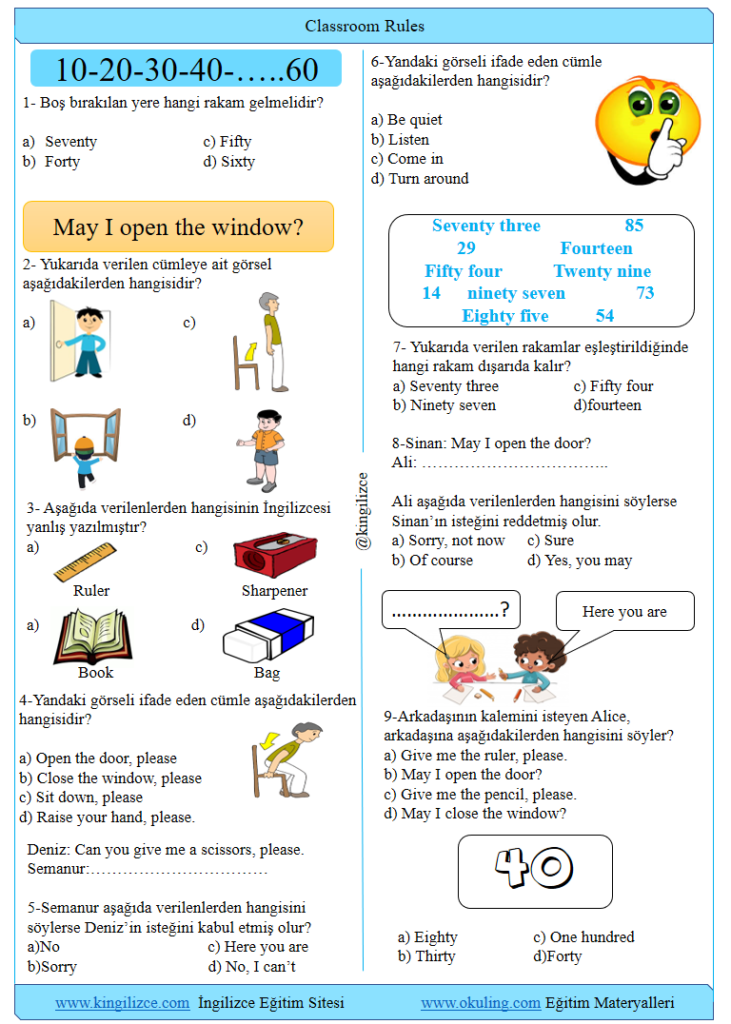 Classroom rules sınıf kuralları