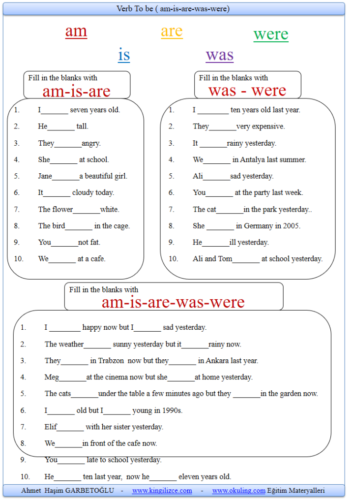 verb-to-be-worksheets-kingilizce
